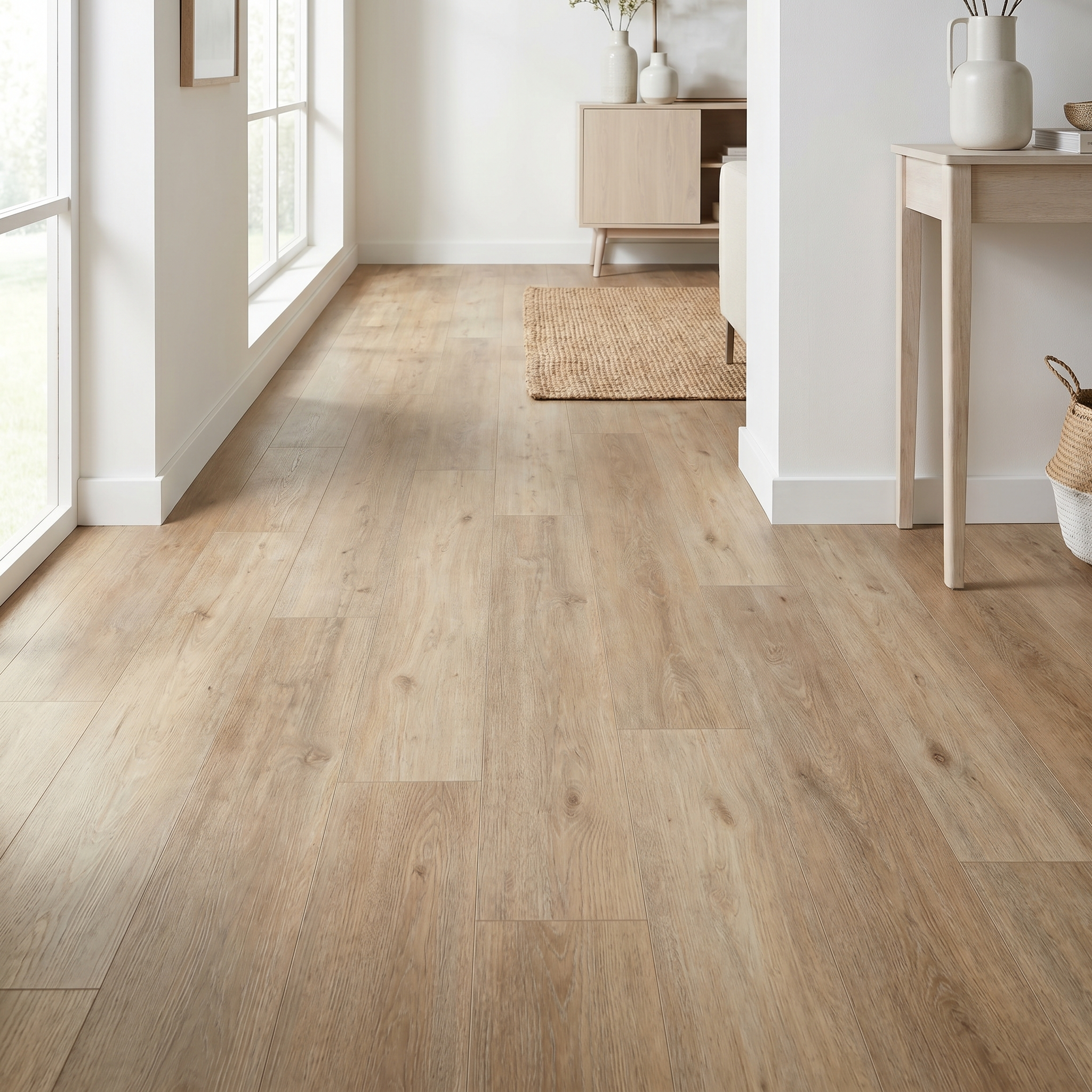 Luxury vinyl plank flooring in a modern kitchen